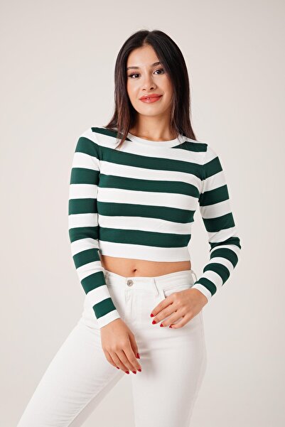 Hipo Trend Велосипедна комір Z. Зелений товстий смугастий кроп