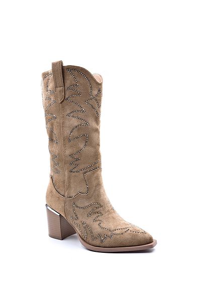Guja Μπότες Western Cowboy με λεπτομέρεια από Camel Suede Stone
