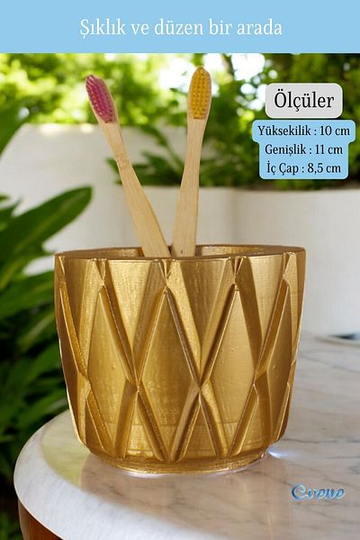 Evene Gold Colored Toothbrush Holder - Stand and Holder Model 18