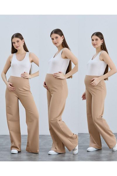 LİYACA Combed Cotton Wide Leg Maternity Pants