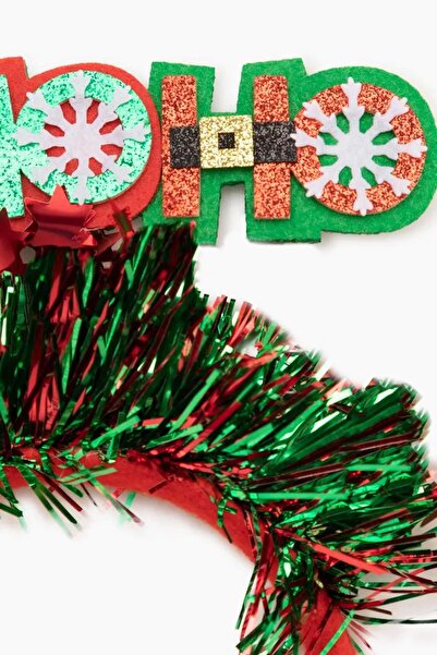 New Obsessions Christmas Themed Applique Glitter Detail Hohoho Written Mixed Color Christmas Crown