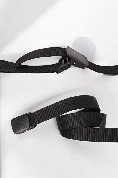 CANARİS Tactical Children's Black Cloth Belt with Anti Allergic Plastic Buckle