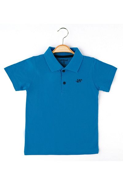 Lovella Tricou albastru pentru școală cu gât polo