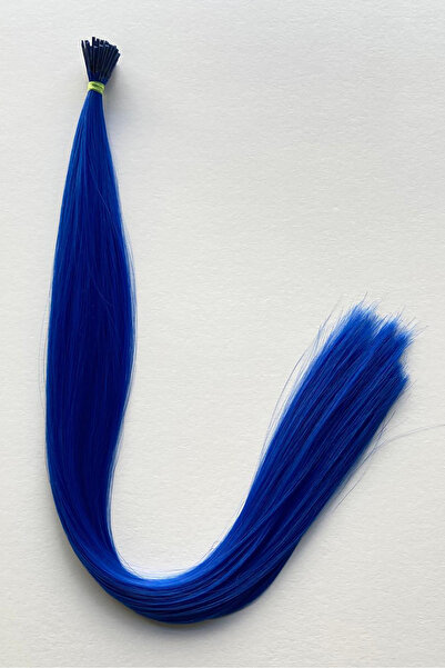 Eva Peruk Fiber Renkli Boncuk Kaynaklık Saç Mavi 10 Adet +takım Boncuğu