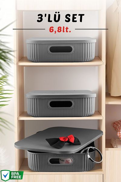 Nandy Home 6.8Lt Decorative Organizer Set of 3 - Multipurpose Storage Box