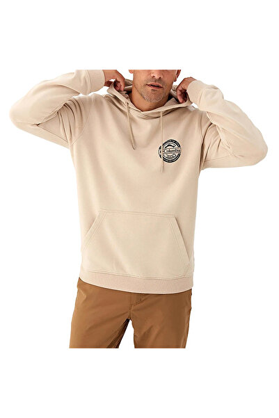 Columbia Button Badge Hoodie Erkek Bej Outdoor Sweatshirt CS0391-278