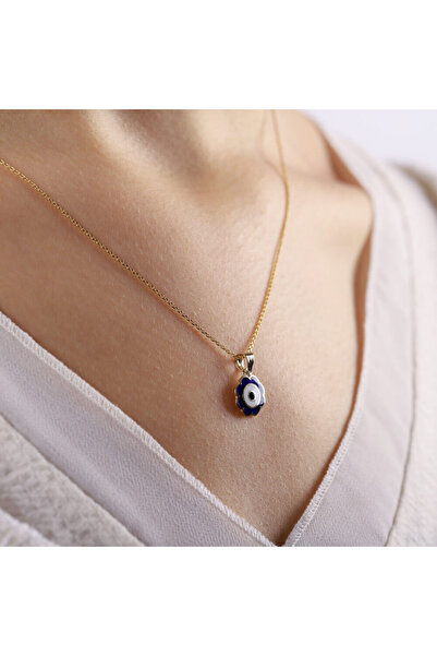 Sembol Gold 14 Ayar Nazarlık Altın Kolye Mine Çiçek