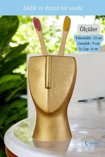Evene Gold Colored Toothbrush Holder - Stand and Holder Model 23