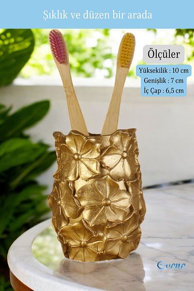 Evene Gold Colored Toothbrush Holder - Stand and Holder Model 16