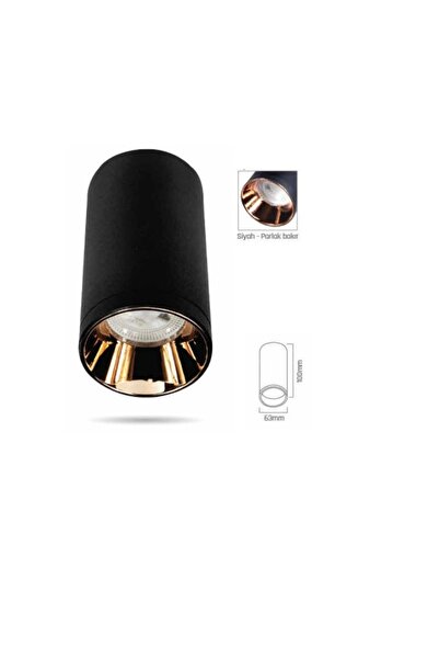 ALRALİGHT Sıva Üstü Silindir Gu10 Spot Siyah Parlak Bakir