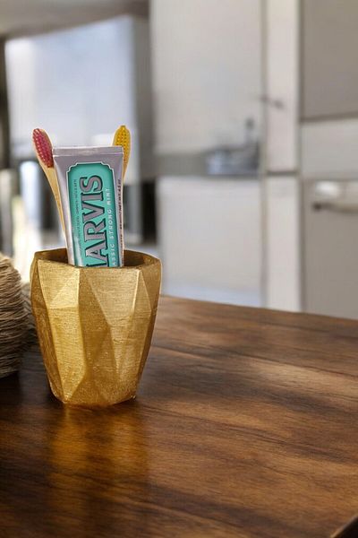 Evene Gold Colored Toothbrush Holder - Countertop Stand Model 2