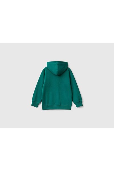 United Colors of Benetton Суичър с цип и качулка с цип и джобове с лого отпред и детайли за момче