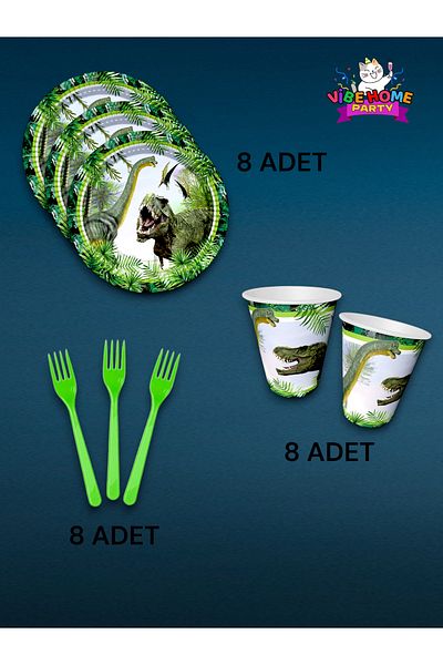 VibeHome Jurassic Themed Super Echo Set for 8 - For Birthday Parties and Fun Events