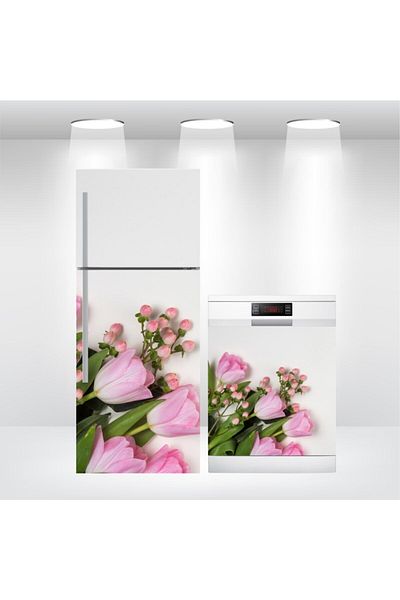 Bigaimaj Tulip Sticker - Refrigerator and Dishwasher Cover, Self Adhesive Foil Covering