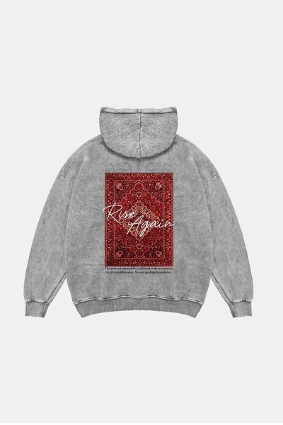 Sekizbiraltı Rise Again Printed Oversize Unisex Premium Washable White Hoodie