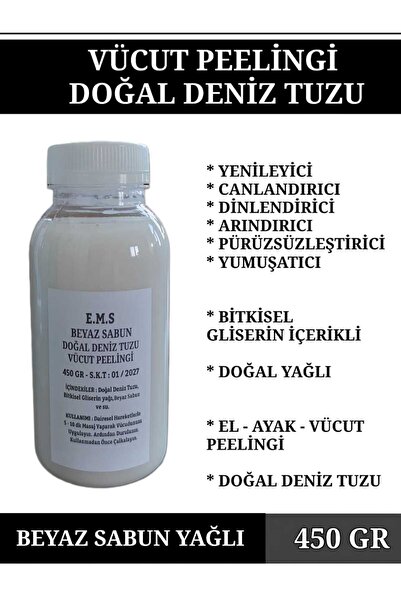 E.M.S AVM VÜCUT PEELİNGİ DENİZ TUZU BEYAZ SABUN YAĞI PEELİNG EL AYAK VÜCUT PE...