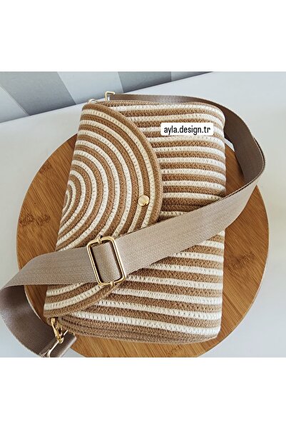 Yektayla El yapımı kadın çantası, Yan Çanta, çapraz Çanta, ip çanta,hasır çanta