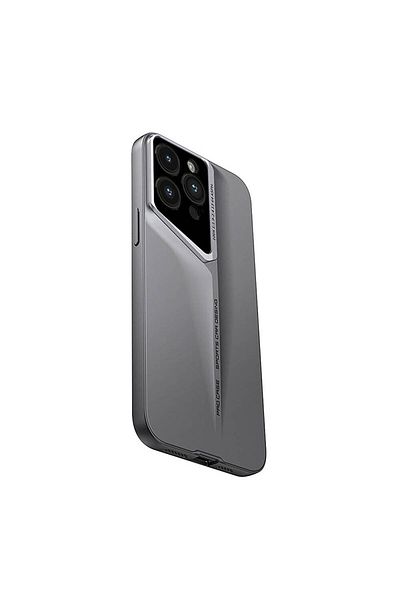 noktaks iPhone 15 Pro Max - حافظة رفيعة للغاية لحماية الكاميرا من المطاط الصلب - رمادي تيتانيوم