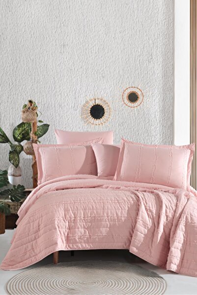 Clasy Ranforce Avola V6 Powder Color Double Bedspread Set - 100% Cotton