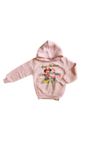 By Cwhr 100% Cotton 2 Thread Raster Minnie Mouse Printed Girls' Hooded Sweatshirt