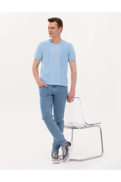 Pierre Cardin Açık Mavi Slim Fit Bisiklet Yaka Triko Tişört 50268283-VR003