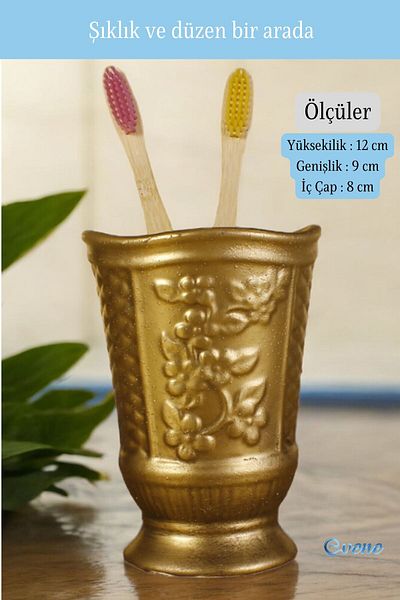 Evene Gold Antique Model 9 - Toothbrush Holder, Toothbrush Holder and Holder Stand