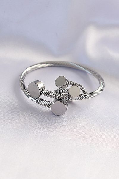 Skygo 316L Steel Silver Color Oval Accessory Auger Model Bracelet and Ring Combination - Tj-Eb3653