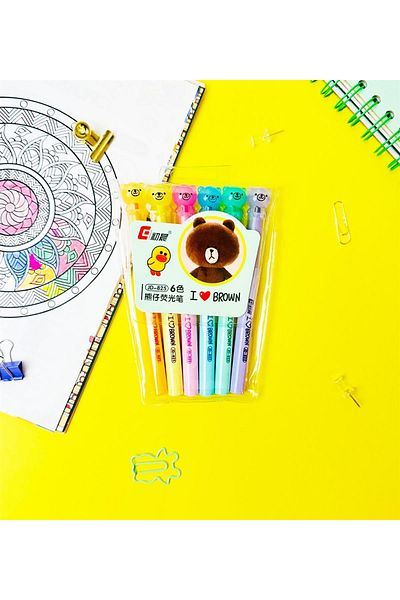 Çılgıntrend 6-Piece Highlighter Set with Teddy Bear Figure