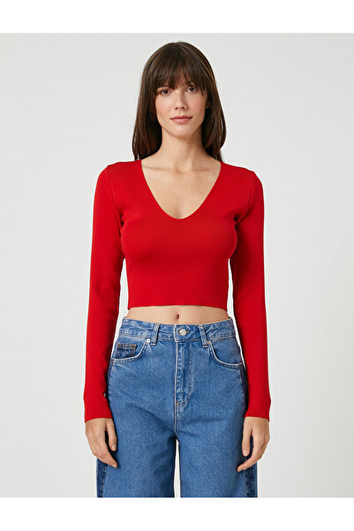 Koton Îmbrăcăminte pentru femei Pulover cu textura moale 3sak90002ht Red Red