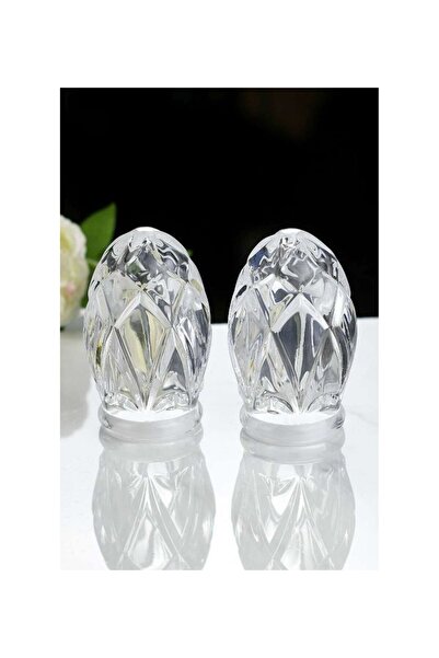 oğuz toptan Yumurta Form 2 ‘li  Kesme Desen Cam Tuzluk Takımı