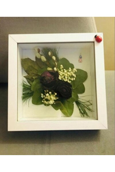 Home Anı çerçevesi Kuru Gül Ahşap Çiçek Çerçevesi 20 X 20 Beyaz Plastik Camlı