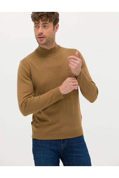 Pierre Cardin Πλεκτό πουλόβερ Camel Melange Slim Fit - Half Turtleneck 50276502-vr122