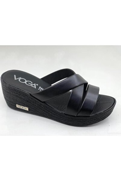 Voga 2003 Papuci casual confortabili cu talpă cu pană neagră