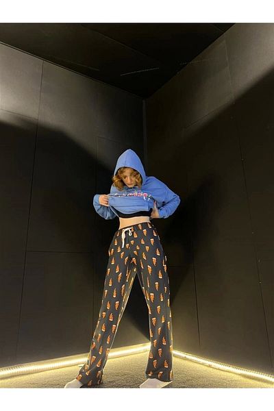 1blood Trening din bumbac pieptănat cu model confortabil, baggy pizza