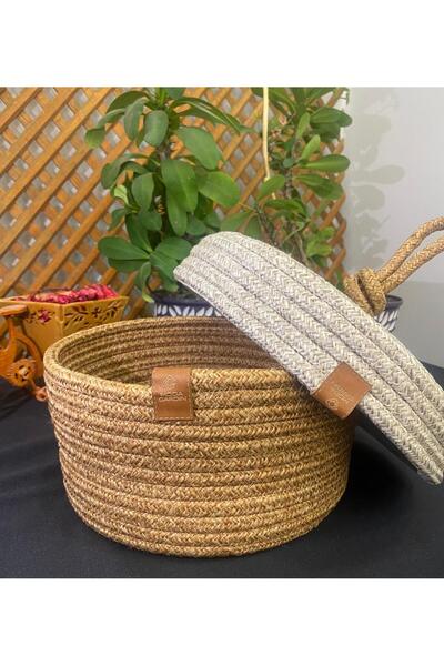 ModaCardin Ψάθινο από γιούτα Χειροποίητο καλάθι πολλαπλών χρήσεων Μακιγιάζ Μπ...