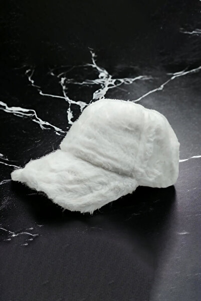 nacar çarşı Kadın Kışlık Beyaz Peluş Kep Şapka