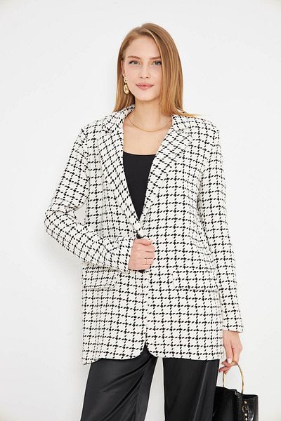 armonika Jachetă oversize căptușită cu buzunar cu rever pentru bărbați, albă, pentru femei, ARM-25K 001060
