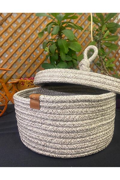 ModaCardin Jute Wicker Hand Woven Multi-Purpose Basket Makeup Bathroom and Kitchen Organizer