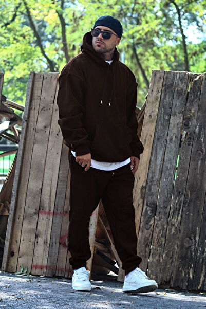 YAKAMEL Ανδρικό Σετ Φόρμας - Άνετο, Υπερμεγέθες, Βαμβακερό με Κουκούλα