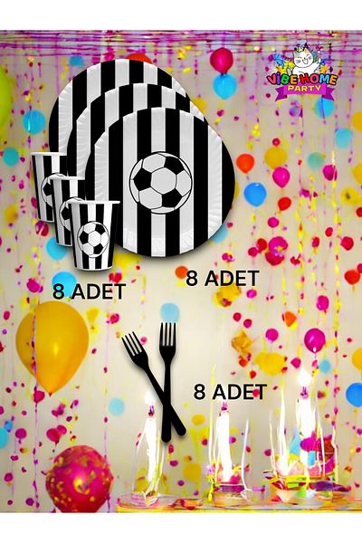 VibeHome Black and White Eagle Fan Super Eco Set for 8 - Birthday Party and Fun Events