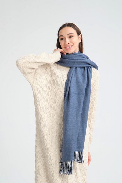 robanu Soft Textured Double Sided Indigo-Crowbar Pattern Shawl |   Warm, Soft and Elegant Shawl Scarf