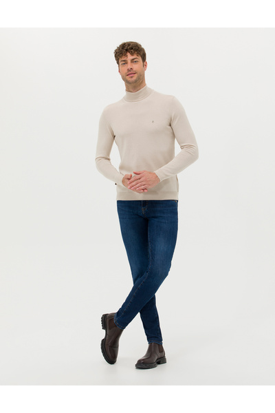 Pierre Cardin Kum Melanj Slim Fit Balıkçı Yaka Basic Triko Kazak 50276531-VR123