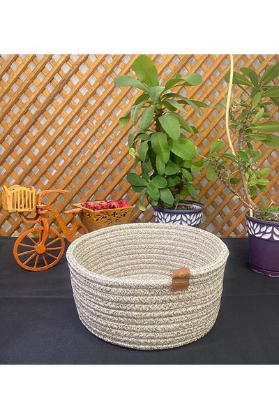 ModaCardin Jute Wicker Hand Woven Multi-Purpose Basket Makeup Bathroom and Kitchen Organizer