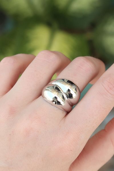 Skygo Brass Drop Ring - Silver Color Adjustable, TJ-BYK3173