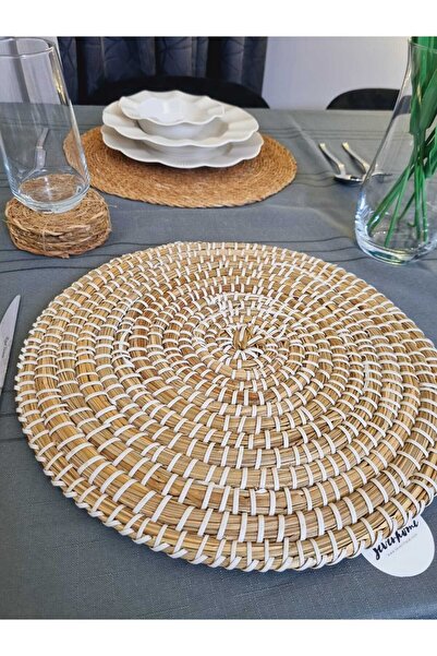 Lider MAGNESİA 6LI HASIR ÖRGÜ SUPLA 34 CM BEYAZ İP ÖRGÜLÜ AMERİKAN SUPLA