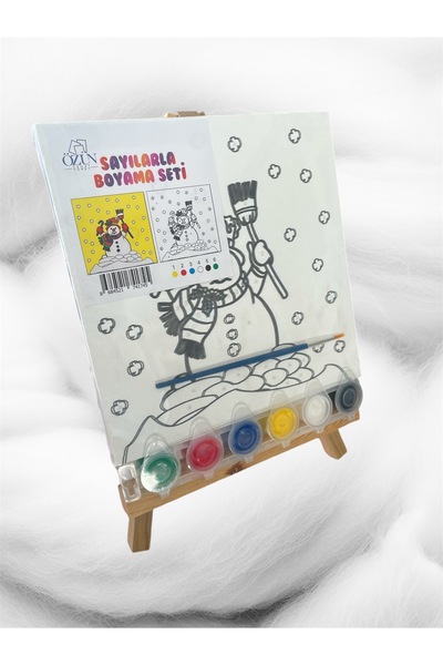 tuvval Sayılarla Boyama Seti Kardan Adam 20x20 Çocuk Sayılarla Boyama Hobi Tuval