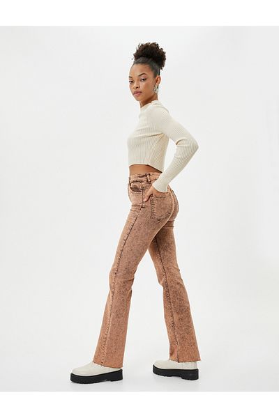 Koton Distressed Lightweight Flare Jeans Slim Fit Standard Waist Cotton Pocket - Victoria Slim Jea