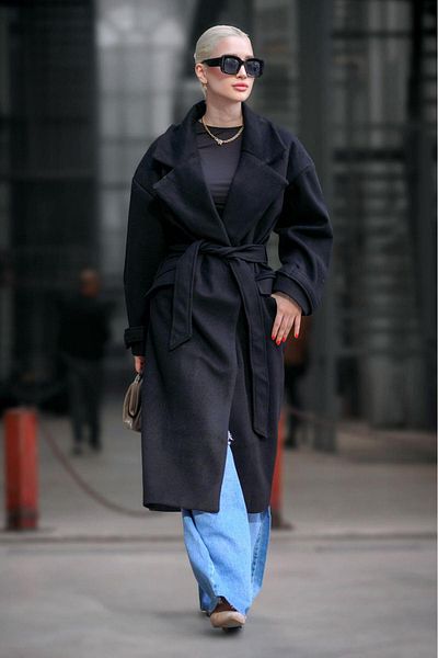 Madmext Černý oversize dlouhý dámský kabát Mg1584