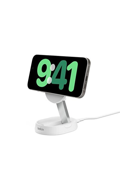 Belkin WIA008BTBK Boostcharge Pro Magsafe Katlanır Qi2 15W Şarj Standı-Beyaz