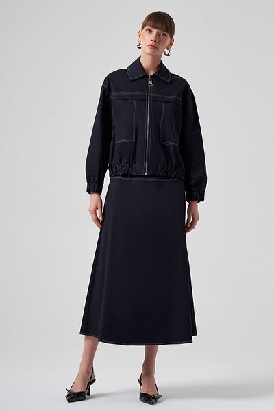 Nuss Zippered Short Jacket 6027 Navy Blue